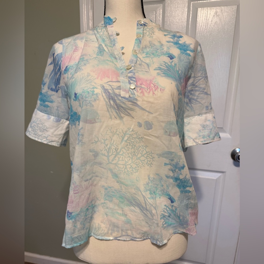 Escales Paris Pastel Marine Printed Women's Pullover Tunic Limited Edition
